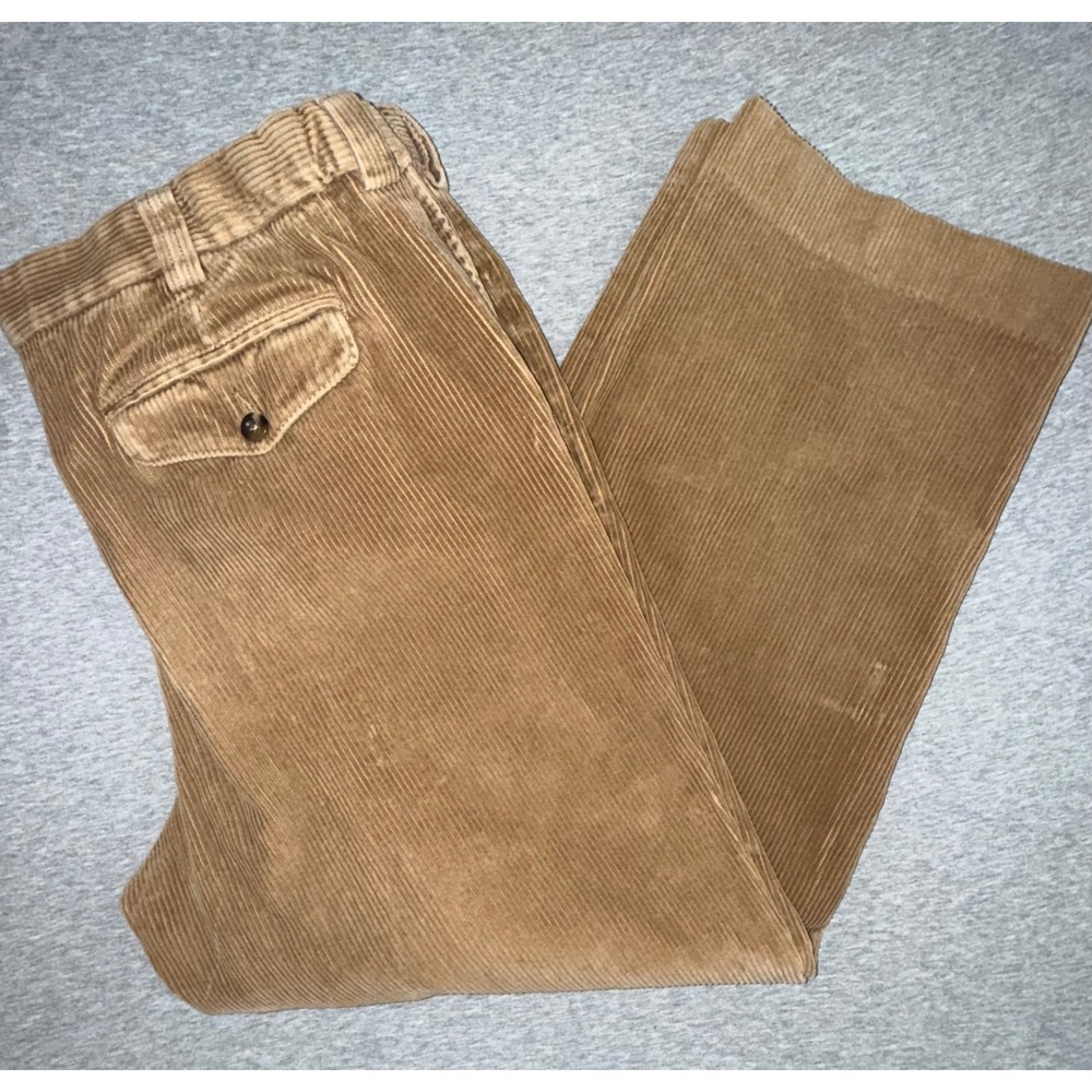 LL Bean Mens Tan Wide Wale Corduroy Pants Size 40x29 Relaxed Fit Vintage Y2K 90s